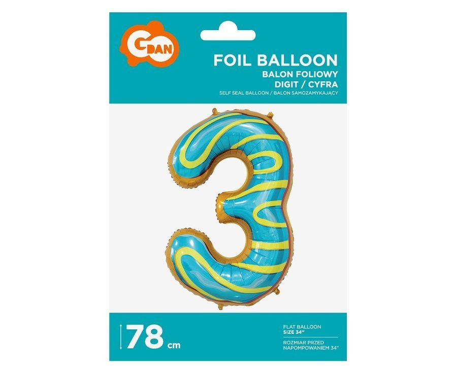 BALON Foliowy CYFRA Ciasteczko 78 Cm IMPREZY I URODZINY Roczek