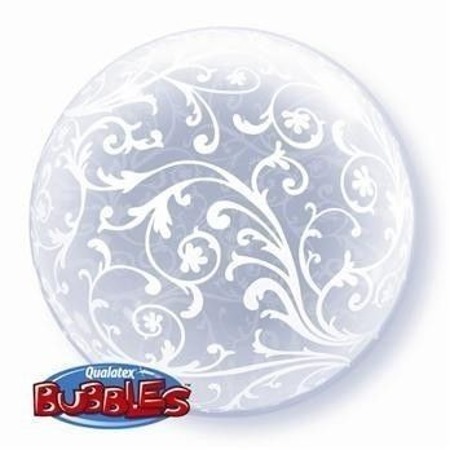Filigranowy wzór kula transparentny Bubble Deco balon Qualatex 24"