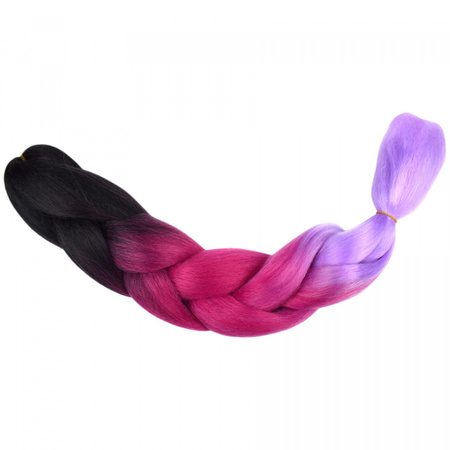 Włosy syntetyczne warkocze warkoczyki 60 cm OMBRE - czarno różowo fioletowe