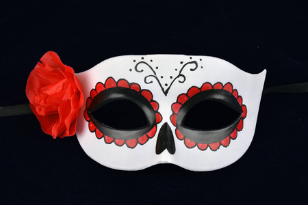 Maska wenecka meksykańska Dia de los Muertos z różą