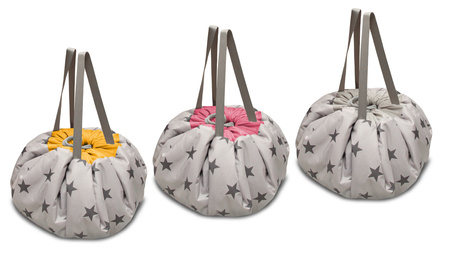 Worek mięciutka mata na zabawki 3w1 wzór GWIAZDKI szara- OUTLET - przybrudzony materiał