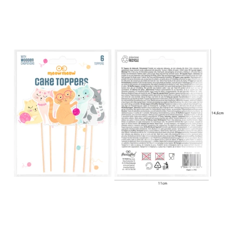 Toppery do ciasta, babeczek, muffinek Kotki 6 szt.
