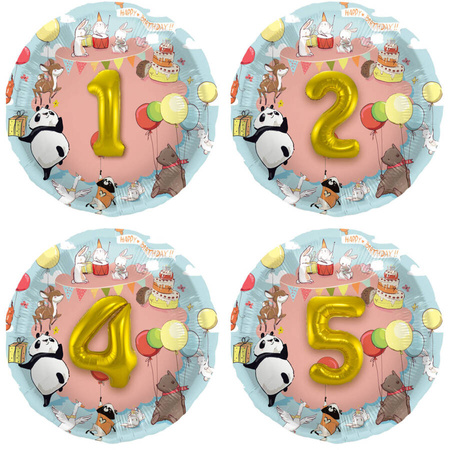 Balon Foliowy urodzinowy trójwymiarowy 56 cm + liczby 1-5