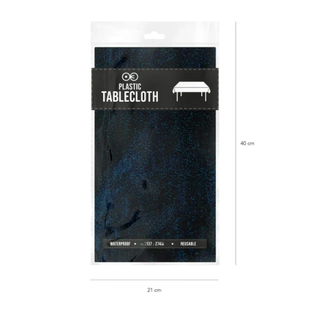 Obrus foliowy holograficzny DWUSTRONNY czarny/srebrny 137 x 274 cm