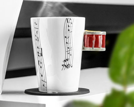 Zestaw muzyka duo - Kubek PERKUSJA - pomarańczowa + podkładka