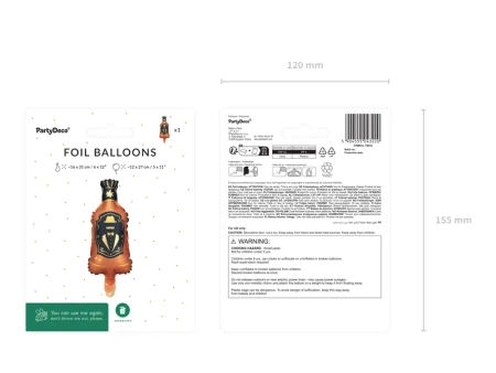 Balon foliowy do girland Whisky, 27 x 12 cm