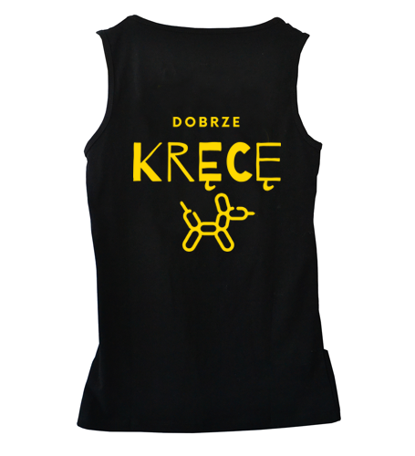Koszulka damska animatora DOBRZE KRĘCĘ bezrękawnik czarna