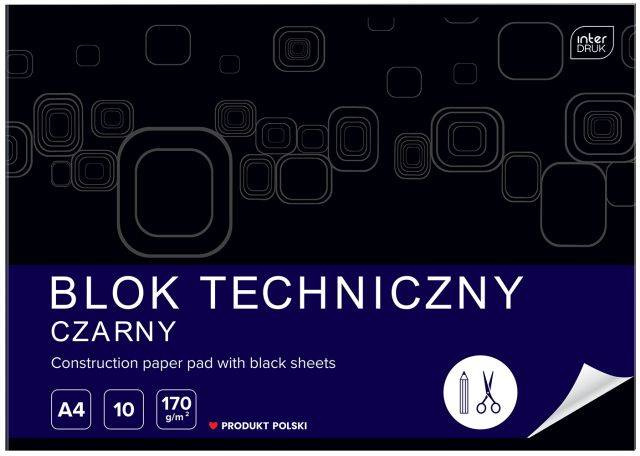 Blok techniczny czarny A4 10 kartek