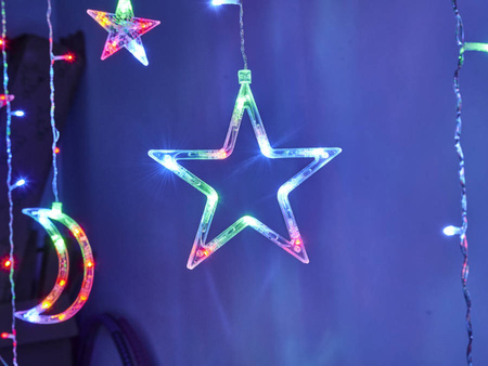 Girlanda KURTYNA Świąteczna LED księżyc gwiazdy MULTIKOLOR 2,5m