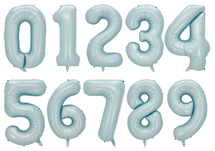 Balon foliowy CYFRA SATIN PASTEL BLUE niebieska 40 cali 85 cm