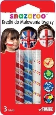 Kredki do twarzy i ciała zestaw niebiesko-biało-czerwony Snazaroo 3 szt.