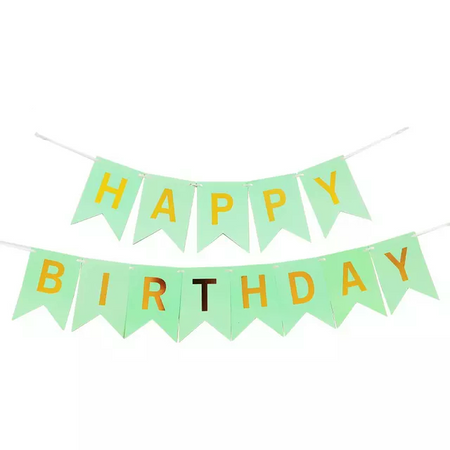 Baner girlanda "Happy Birthday" flagi miętowy