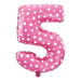 BALON foliowy CYFRA mała 40 cm RÓŻOWE SERDUSZKA