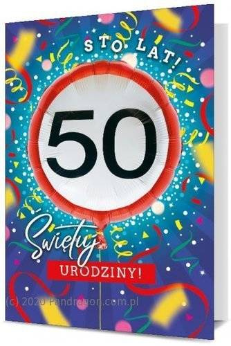 Kartka okolicznościowa na 50 Urodziny + balon w środku
