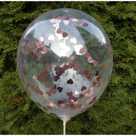 Balon przezroczysty z konfetti serca 1 szt. - kolor do wyboru