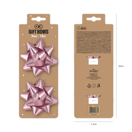 Kokarda prezentowa rozeta matowa jasnoróżowa 7,6 cm 2 szt.