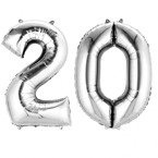 Balon foliowy Anagram 34 cale Maxi Liczba Srebrny