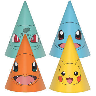 Czapeczki papierowe kolorowe Pokemony 8 szt.