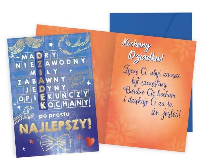 Kartka okolicznościowa Dzień Dziadka krzyżówka