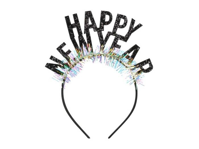 Opaska  Happy New Year czarna Sylwester 15,5 x 20,5 cm 1 szt.