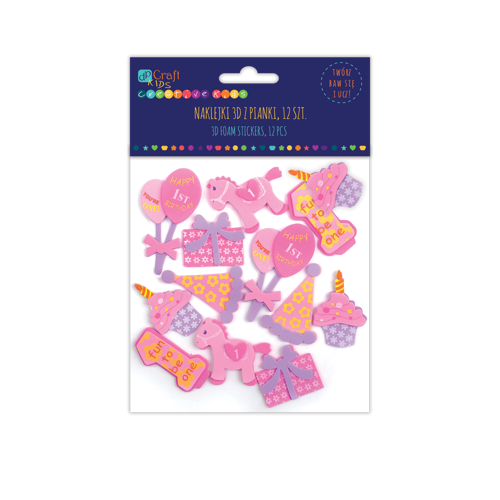 Naklejki z pianki URODZINY DZIEWCZYNKI 12 szt