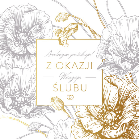 Kartka okolicznościowa z okazji Ślubu kwiaty kwadratowa