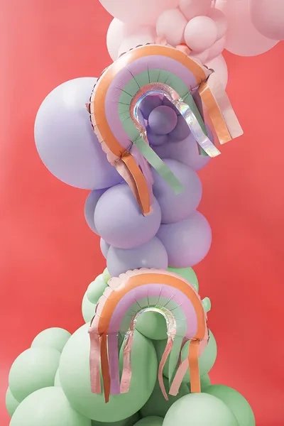 Balony foliowe Tęcza z frędzlami do girland, 38x41 cm 3 szt.