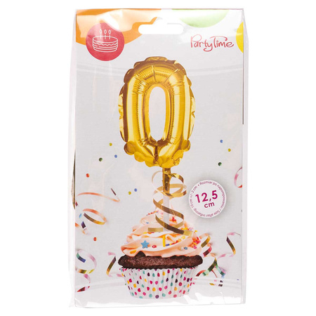 BALON foliowy CYFRA na patyczku ZŁOTA 12,5 cm