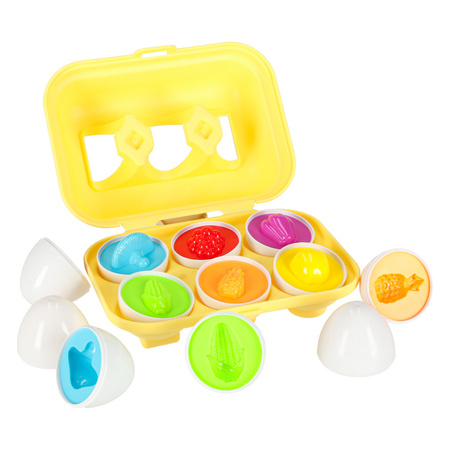 Układanka edukacyjna sorter dopasuj kształty jajka montessori owoce warzywa 6szt