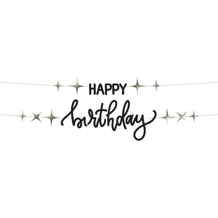 Baner urodzinowy girlanda czarna Happy Birthday 2 m
