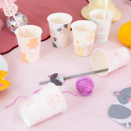 Kubki papierowe Kotki łapki 220 ml 6 szt.