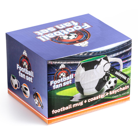 ZESTAW piłkarza: kubek, podkładka i brelok