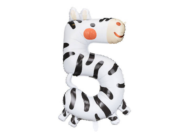 Balon foliowy CYFRA 5 ZEBRA 68 x 98 cm