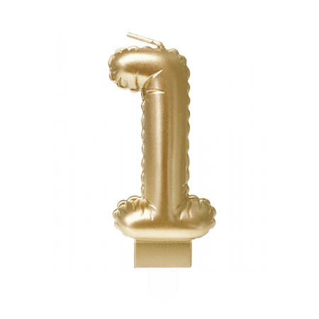 Świeczka urodzinowa cyfra 1 jak balon foliowy złota