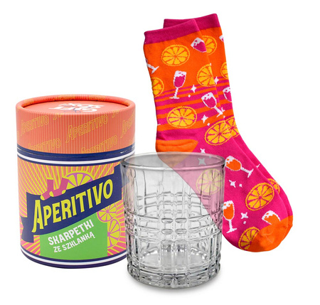 Zestaw prezentowy: Skarpetki i szklanka Gift Me Sox wzór: Aperitivo