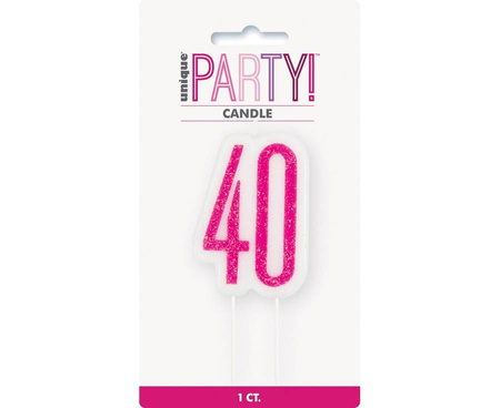 Świeczka urodzinowa na tort liczba "40" różowa