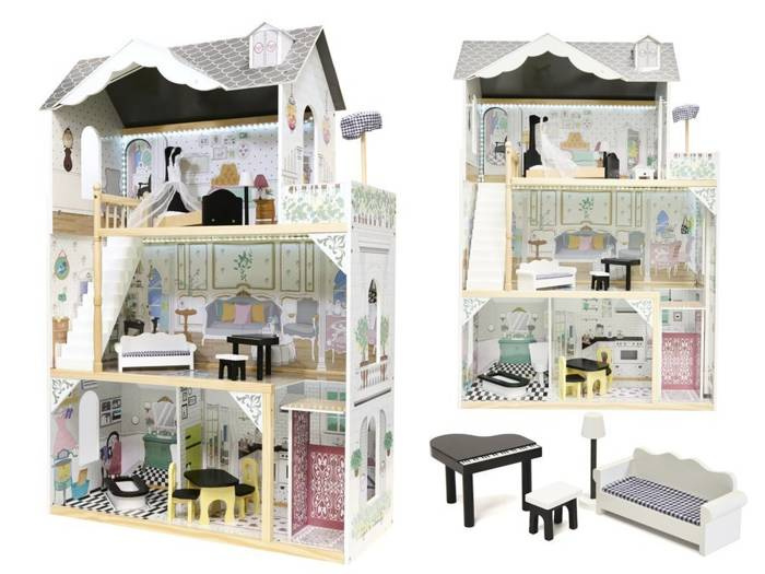 Domek dla lalek MDF z akcesoriami 120cm XXL świeci LED