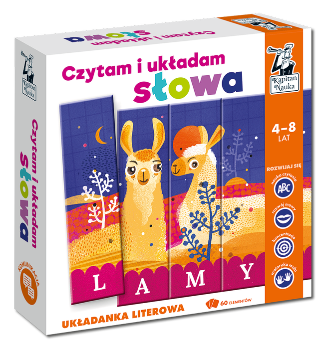 CZYTAM I UKŁADAM SŁOWA UKŁADANKA LITEROWA GRA KAPITAN NAUKA	