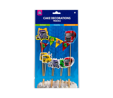 Toppery dekoracyjne, pikery na imprezę Ciężarówki Trucks 9 szt.