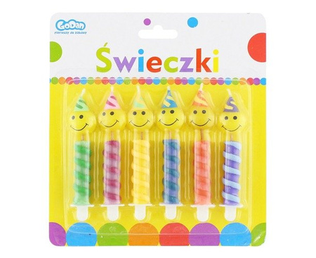 Świeczki urodzinowe uśmiechy 9cm 6 szt