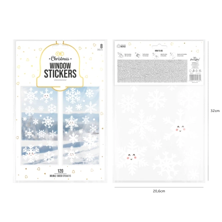 Naklejki na okno szybę Boże Narodzenie Śnieżynki 8 arkuszy