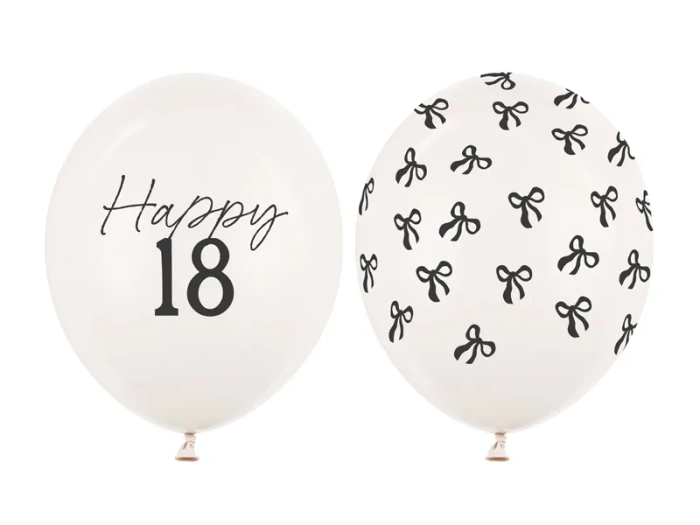 Balon lateksowy pastelowy Happy 18 1 sztuka 12 cali 30 cm Pastel Off-white z nadrukiem