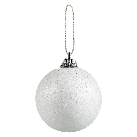 Bombki choinkowe białe brokatowe (24 szt.)