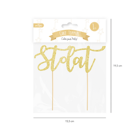 Topper dekoracyjny na tort STO LAT złoty