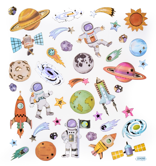 Naklejki brokatowe Kosmos Astronauta 42 szt.