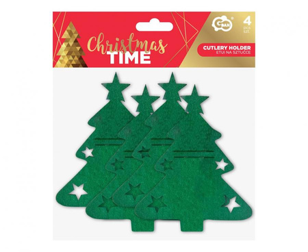 Etui Pokrowiec na sztućce filcowy CHOINKA 4 szt.