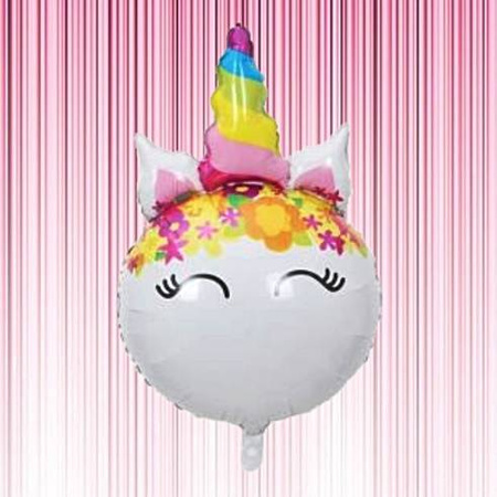 Jednorożec kolorowy balon foliowy okrągły 86x53 cm