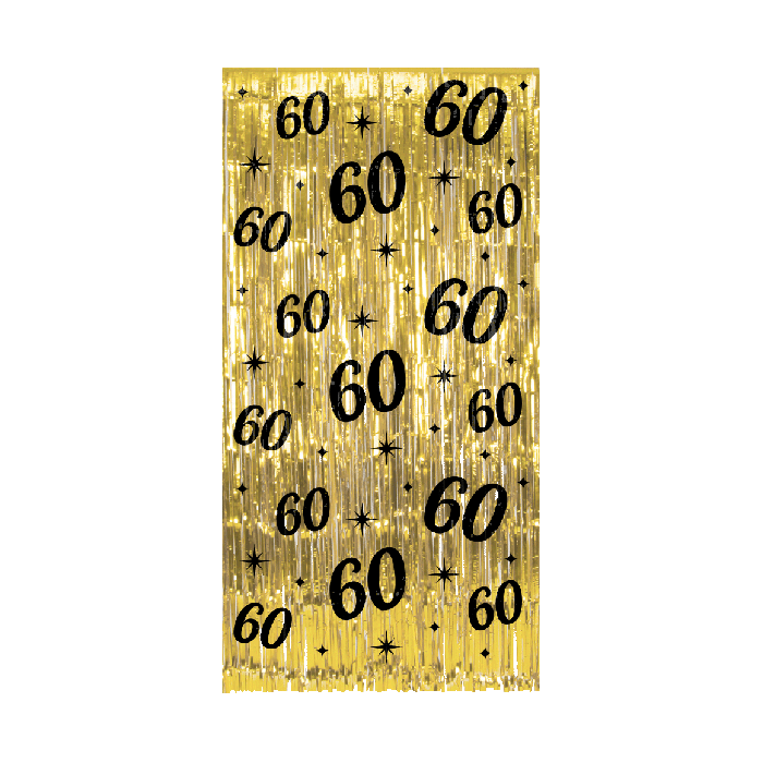 Kurtyna Party wisząca złota 60 urodziny 100 x 200 cm