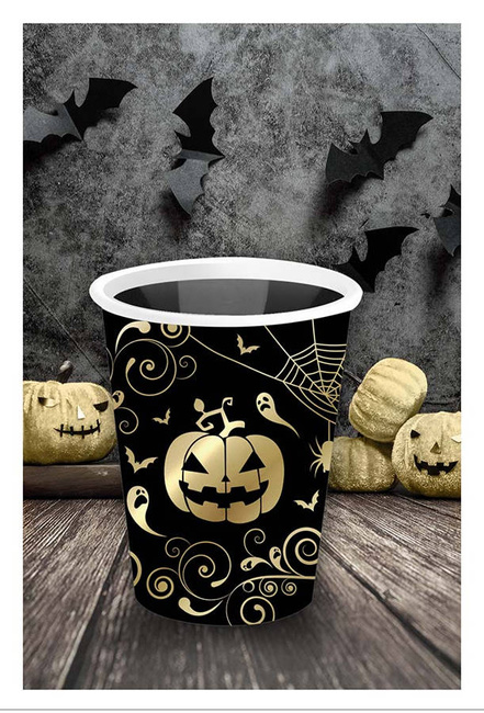 Kubeczki papierowe Dynia Pajęczyny HALLOWEEN 240 ml 6 szt.