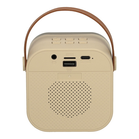 Zestaw do karaoke głośnik Bluetooth 2 mikrofony USB LED 6W beżowy
